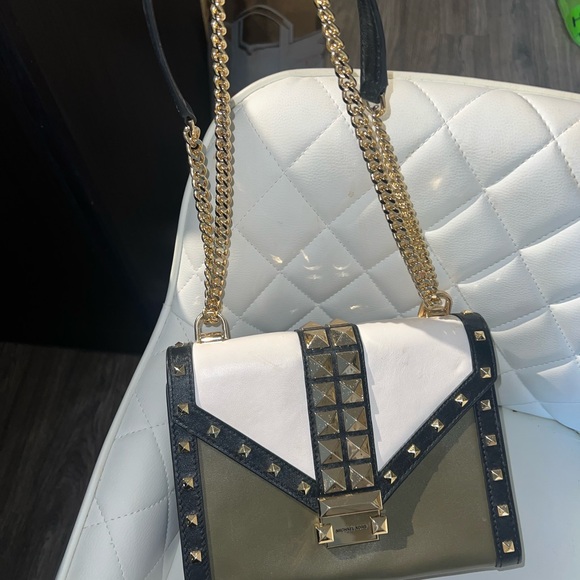 Michael Kors Handbags - Michael Kors Black and White Crossbody Bag with Geometric Flap
